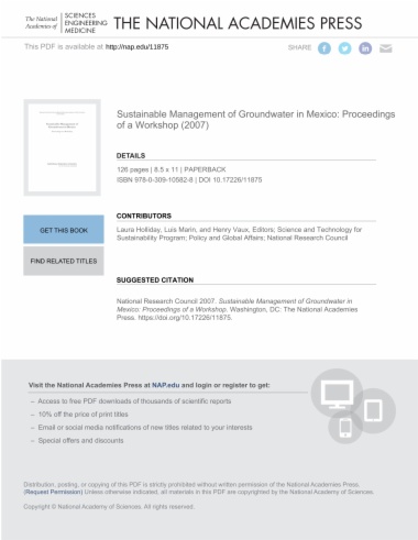 Sustainable Management of Groundwater in Mexico