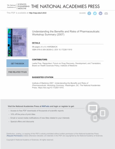 Understanding the Benefits and Risks of Pharmaceuticals