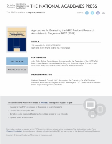 Approaches for Evaluating the NRC Resident Research Associateship Program at NIST