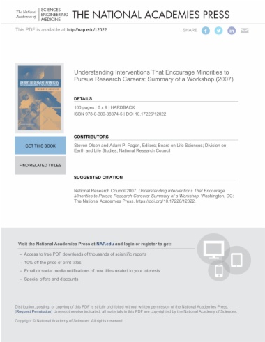 Understanding Interventions That Encourage Minorities to Pursue Research Careers