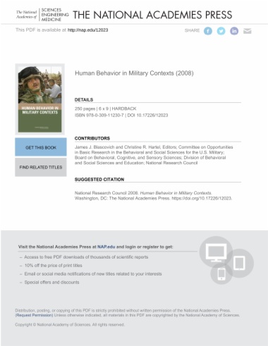 Human Behavior in Military Contexts