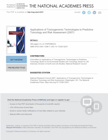 Applications of Toxicogenomic Technologies to Predictive Toxicology and Risk Assessment