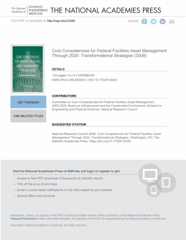 Core Competencies for Federal Facilities Asset Management Through 2020