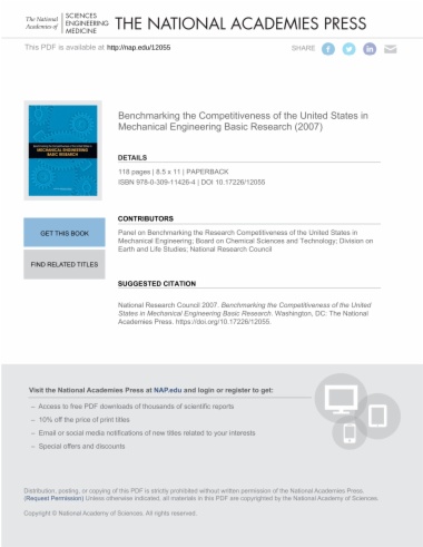 Benchmarking the Competitiveness of the United States in Mechanical Engineering Basic Research