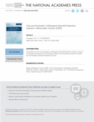 Test and Evaluation of Biological Standoff Detection Systems