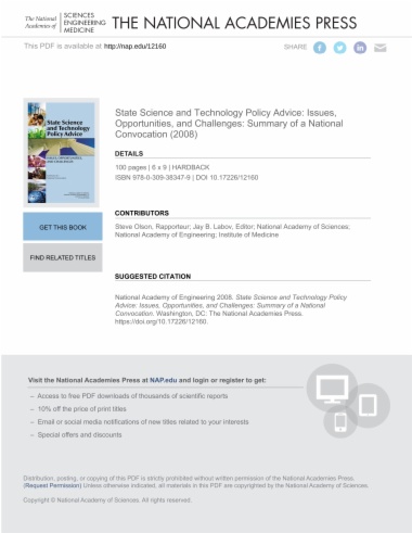 State Science and Technology Policy Advice