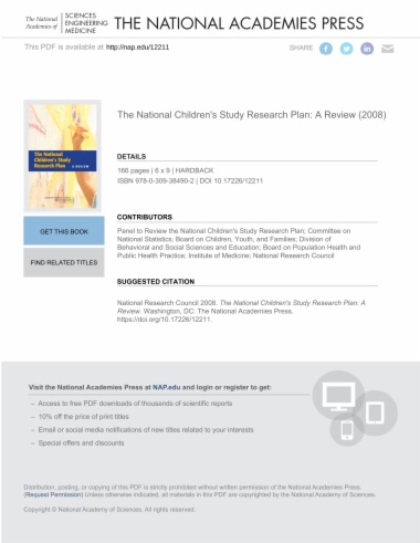 The National Children's Study Research Plan