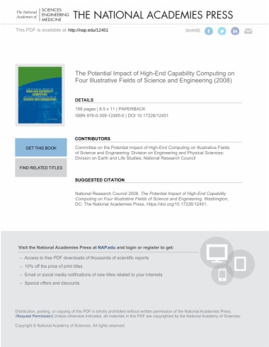 The Potential Impact of High-End Capability Computing on Four Illustrative Fields of Science and Engineering