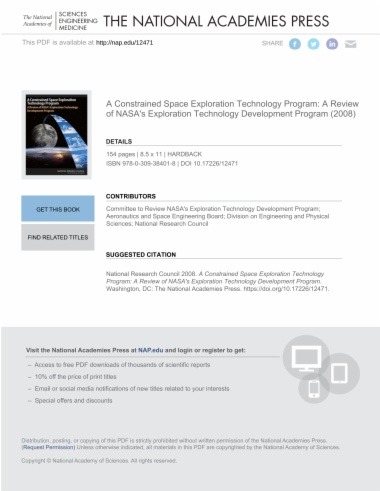 A Constrained Space Exploration Technology Program