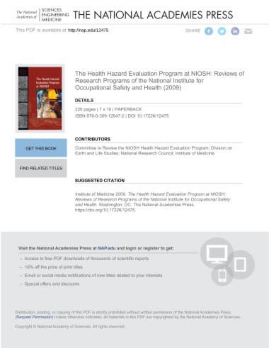 The Health Hazard Evaluation Program at NIOSH