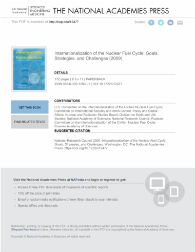 Internationalization of the Nuclear Fuel Cycle