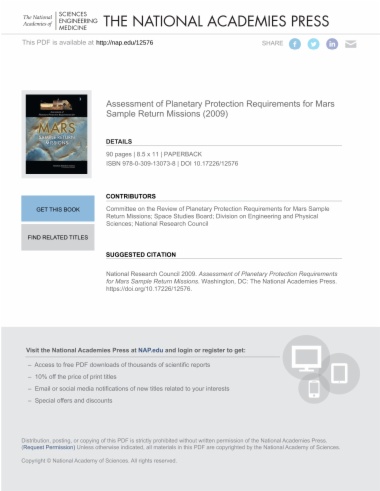 Assessment of Planetary Protection Requirements for Mars Sample Return Missions