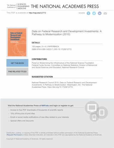 Data on Federal Research and Development Investments