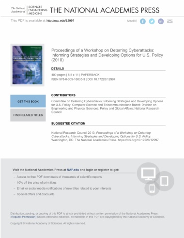 Proceedings of a Workshop on Deterring Cyberattacks