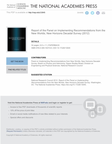 Report of the Panel on Implementing Recommendations from the New Worlds, New Horizons Decadal Survey