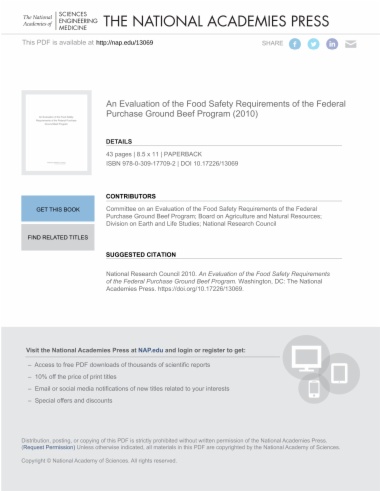 An Evaluation of the Food Safety Requirements of the Federal Purchase Ground Beef Program