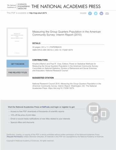 Measuring the Group Quarters Population in the American Community Survey