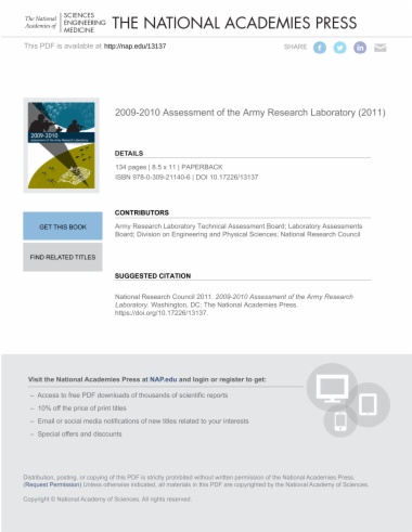 2009-2010 Assessment of the Army Research Laboratory