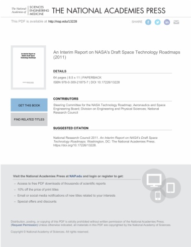 An Interim Report on NASA's Draft Space Technology Roadmaps