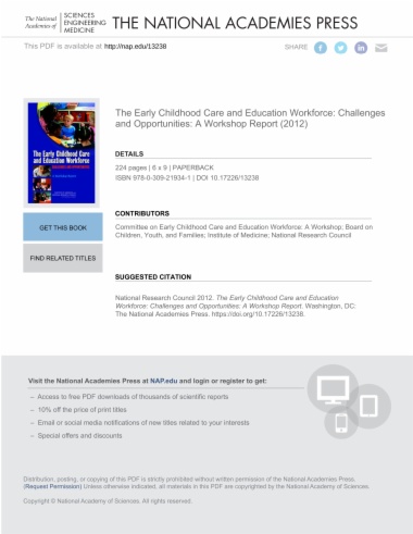 The Early Childhood Care and Education Workforce