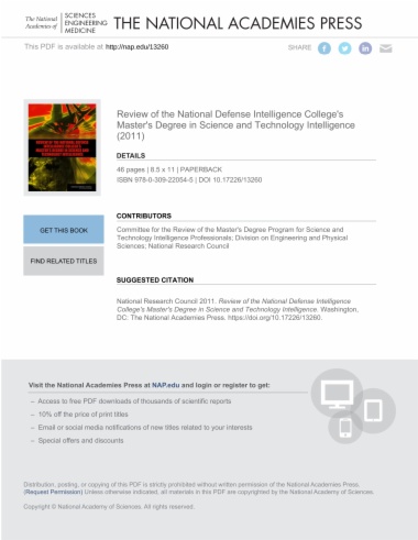 Review of the National Defense Intelligence College's Master's Degree in Science and Technology Intelligence