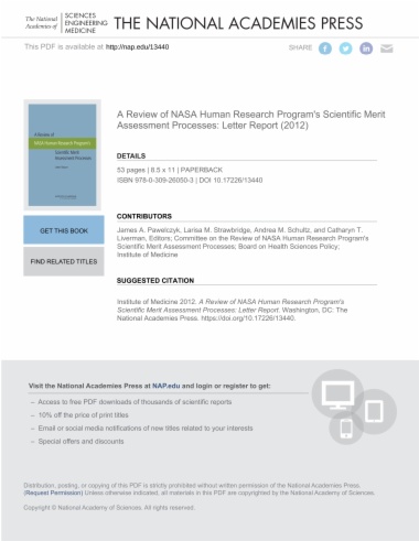 A Review of NASA Human Research Program's Scientific Merit Assessment Processes