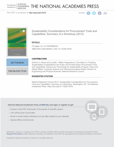 Sustainability Considerations for Procurement Tools and Capabilities