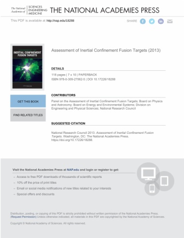 Assessment of Inertial Confinement Fusion Targets