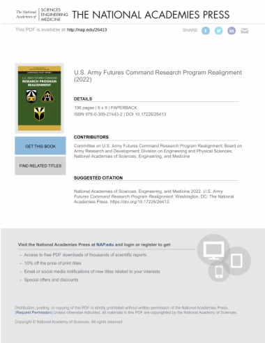 U.S. Army Futures Command Research Program Realignment