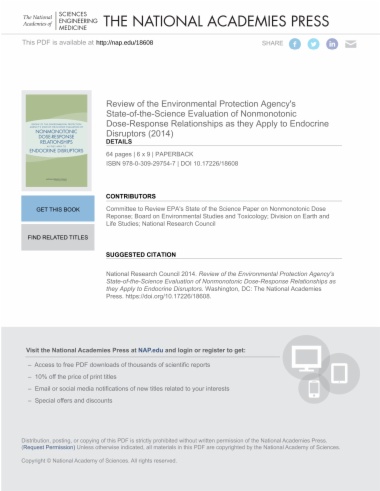 Review of the Environmental Protection Agency's State-of-the-Science Evaluation of Nonmonotonic Dose-Response Relationships as they Apply to Endocrine Disruptors