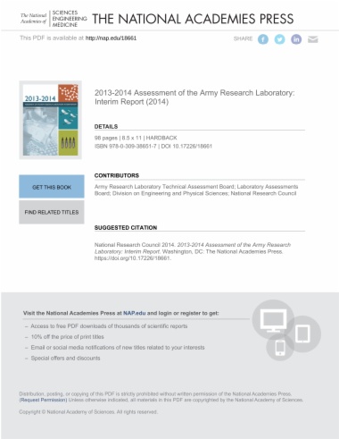 2013-2014 Assessment of the Army Research Laboratory