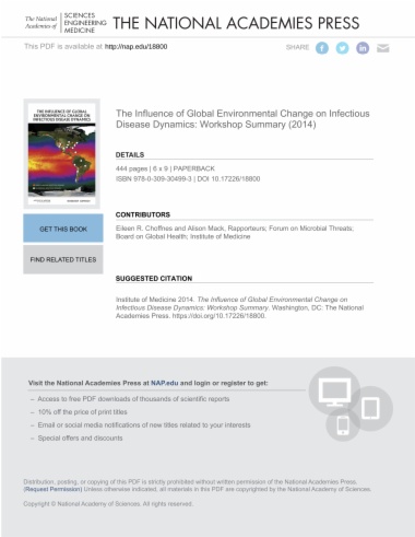 The Influence of Global Environmental Change on Infectious Disease Dynamics