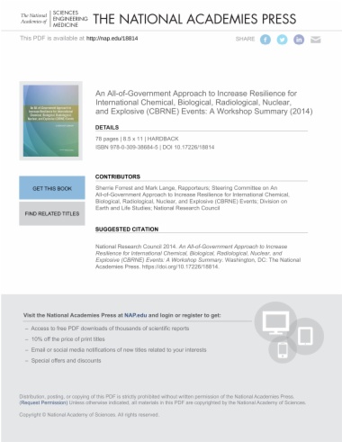 An All-of-Government Approach to Increase Resilience for International Chemical, Biological, Radiological, Nuclear, and Explosive (CBRNE) Events