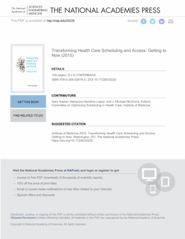 Transforming Health Care Scheduling and Access