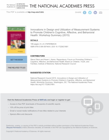 Innovations in Design and Utilization of Measurement Systems to Promote Children's Cognitive, Affective, and Behavioral Health