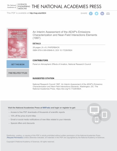 An Interim Assessment of the AEAP's Emissions Characterization and Near-Field Interactions Elements