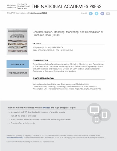 Characterization, Modeling, Monitoring, and Remediation of Fractured Rock