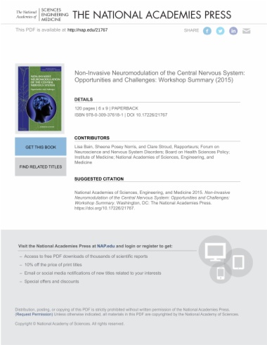 Non-Invasive Neuromodulation of the Central Nervous System