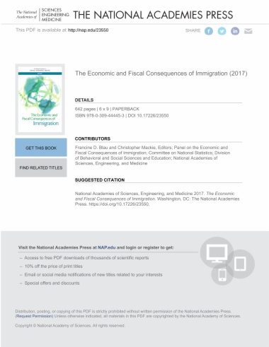 The Economic and Fiscal Consequences of Immigration