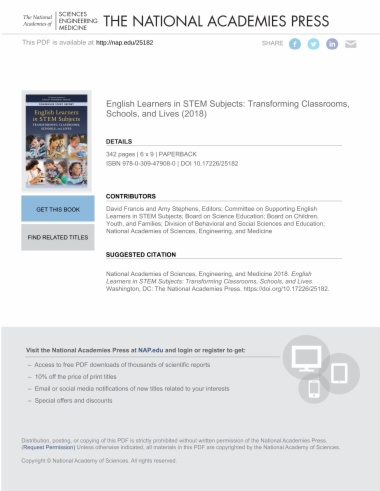 English Learners in STEM Subjects