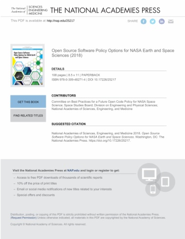 Open Source Software Policy Options for NASA Earth and Space Sciences