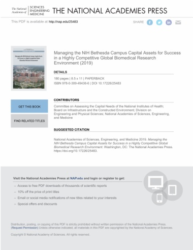 Managing the NIH Bethesda Campus Capital Assets for Success in a Highly Competitive Global Biomedical Research Environment