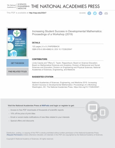 Increasing Student Success in Developmental Mathematics