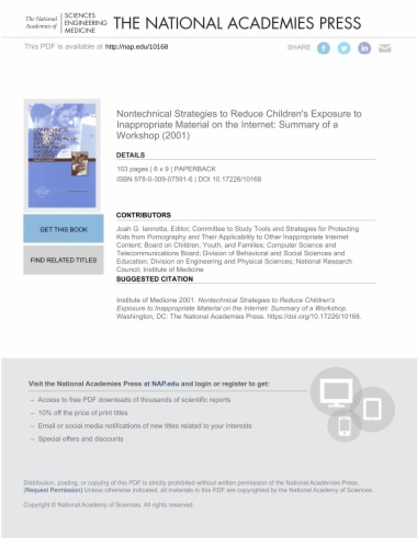 Nontechnical Strategies to Reduce Children's Exposure to Inappropriate Material on the Internet