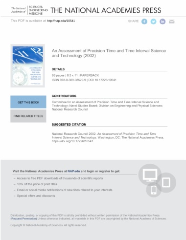 An Assessment of Precision Time and Time Interval Science and Technology