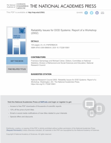 Reliability Issues for DOD Systems