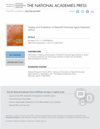 Testing and Evaluation of Standoff Chemical Agent Detectors