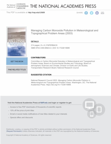 Managing Carbon Monoxide Pollution in Meteorological and Topographical Problem Areas