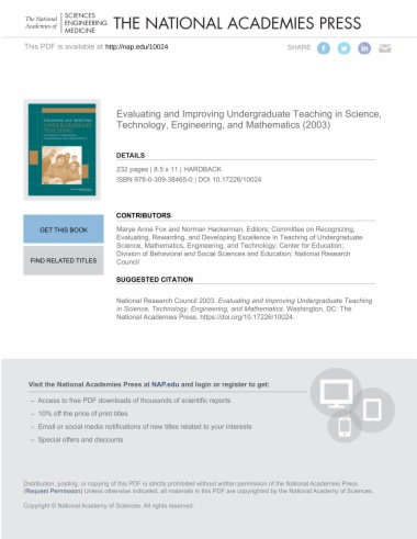 Evaluating and Improving Undergraduate Teaching in Science, Technology, Engineering, and Mathematics