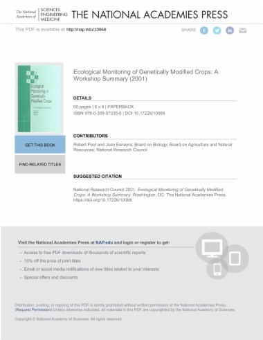 Ecological Monitoring of Genetically Modified Crops